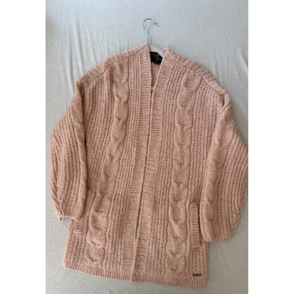 Abercrombie & Fitch Pink Cable Knit Open Front Cardigan Sweater‎ Womens Medium